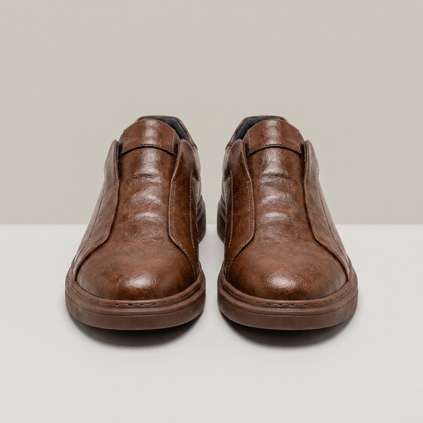 PLUXSTYLE::numise::mens-ridged-sole-slip-on-sneakers::pack-brown