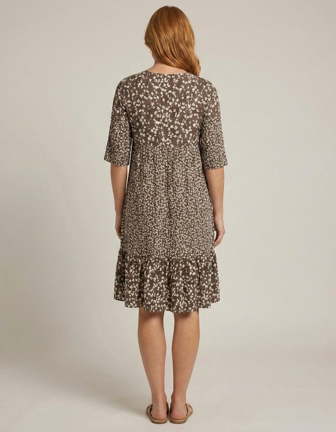 PLUXSTYLE::numise::womens-floral-v-neck-midi-dress-for-easy-summer-style::back