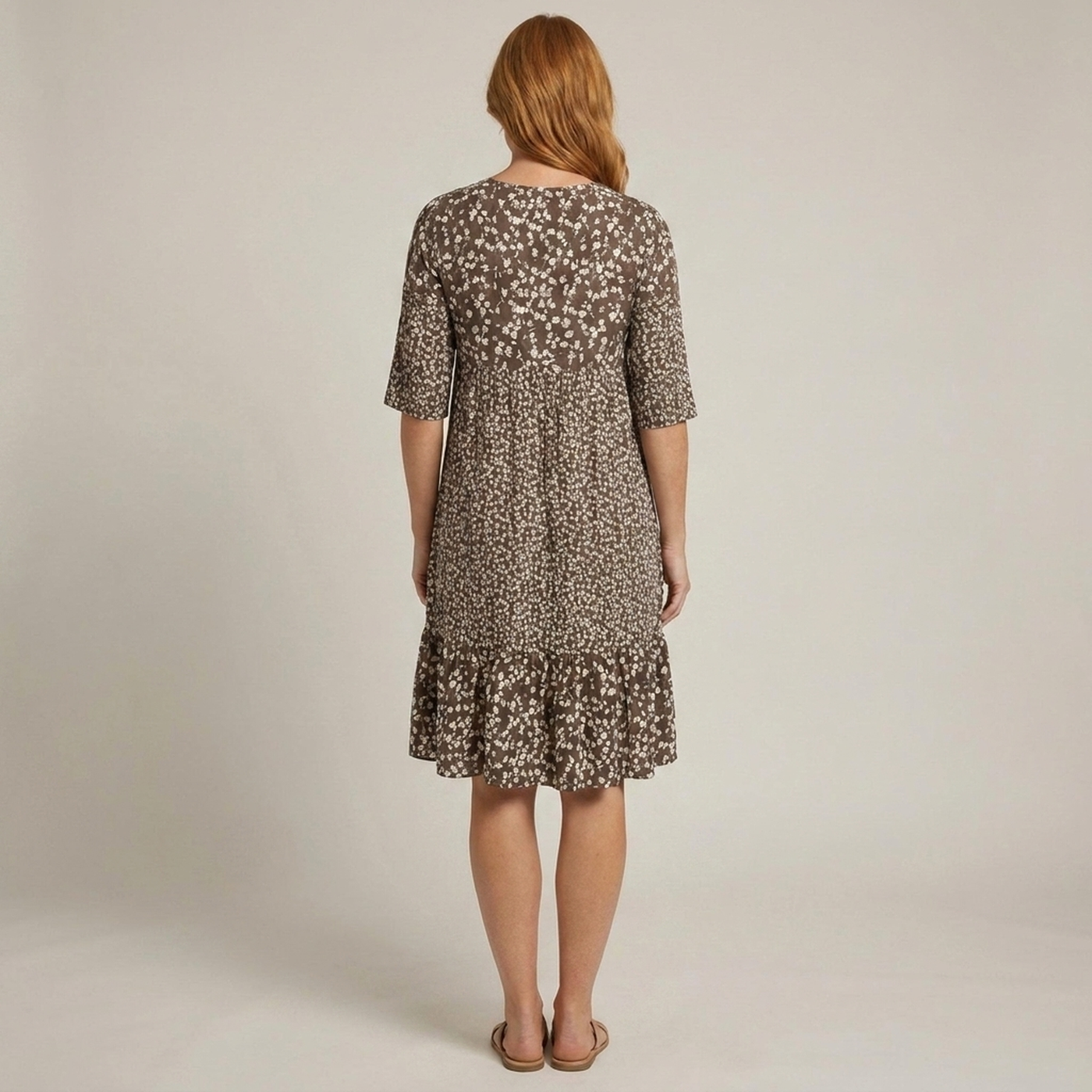 PLUXSTYLE::numise::womens-floral-v-neck-midi-dress-for-easy-summer-style::back