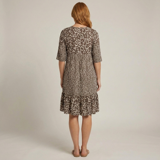 PLUXSTYLE::numise::womens-floral-v-neck-midi-dress-for-easy-summer-style::back