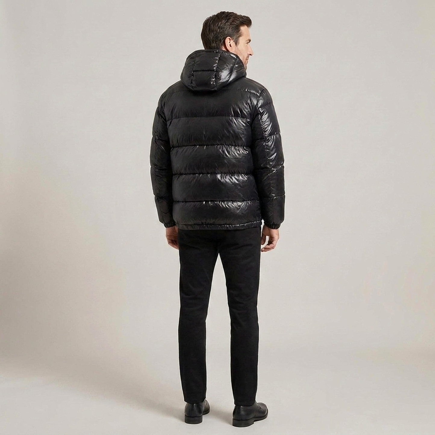 PLUXSTYLE::numise::unisex-glossy-puffer-jacket::back