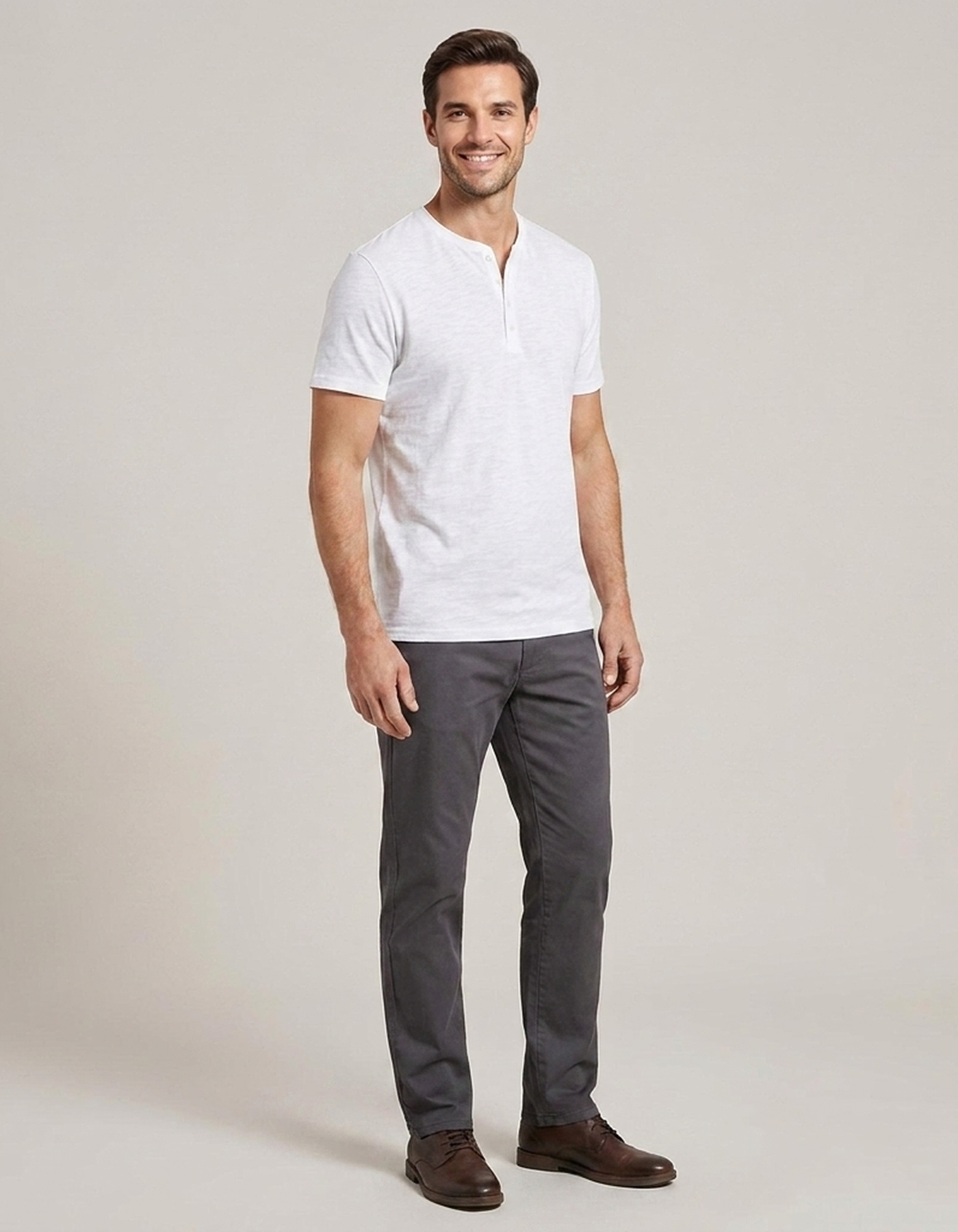 PLUXSTYLE::numise::mens-relaxed-short-sleeve-henley-top::front