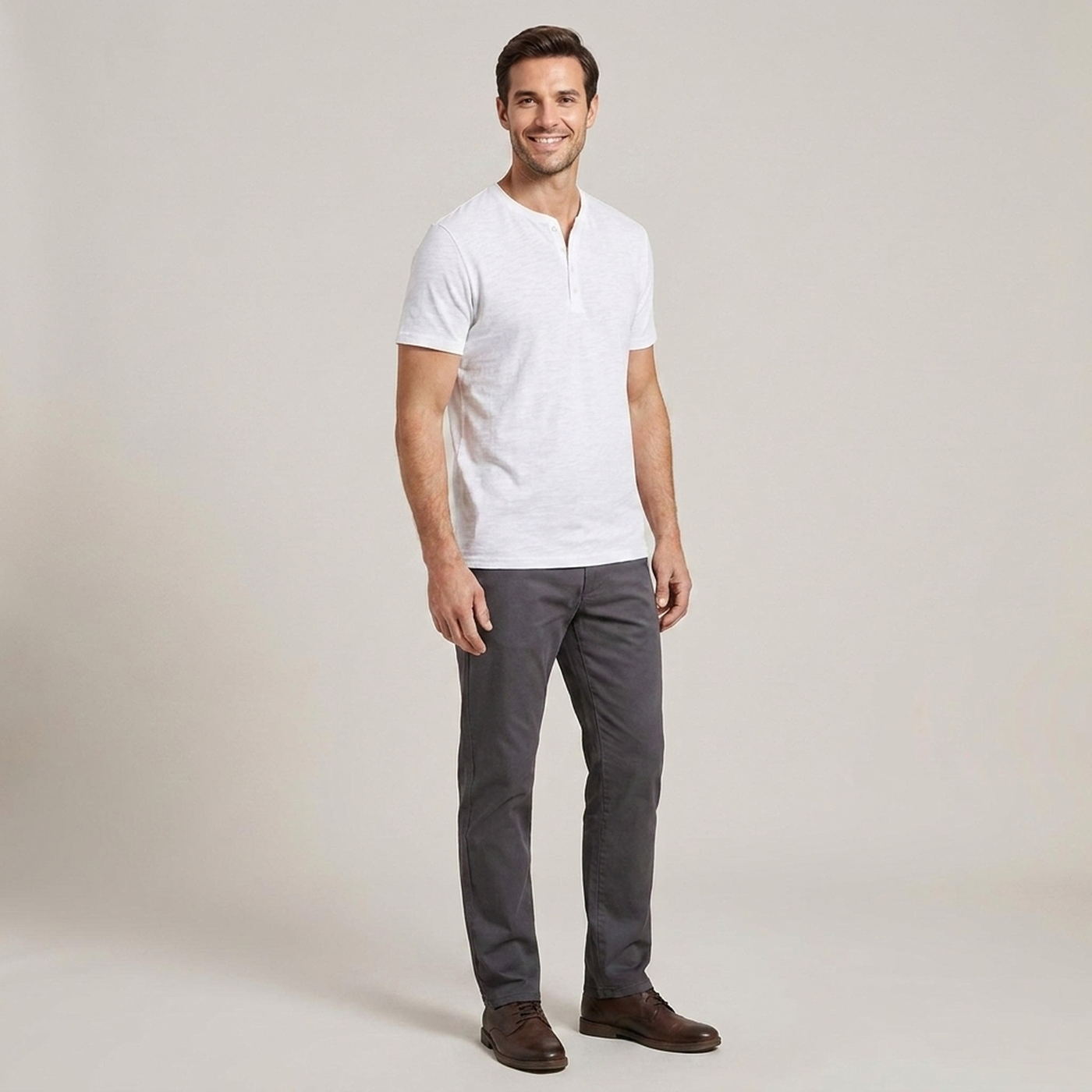 PLUXSTYLE::numise::mens-relaxed-short-sleeve-henley-top::front