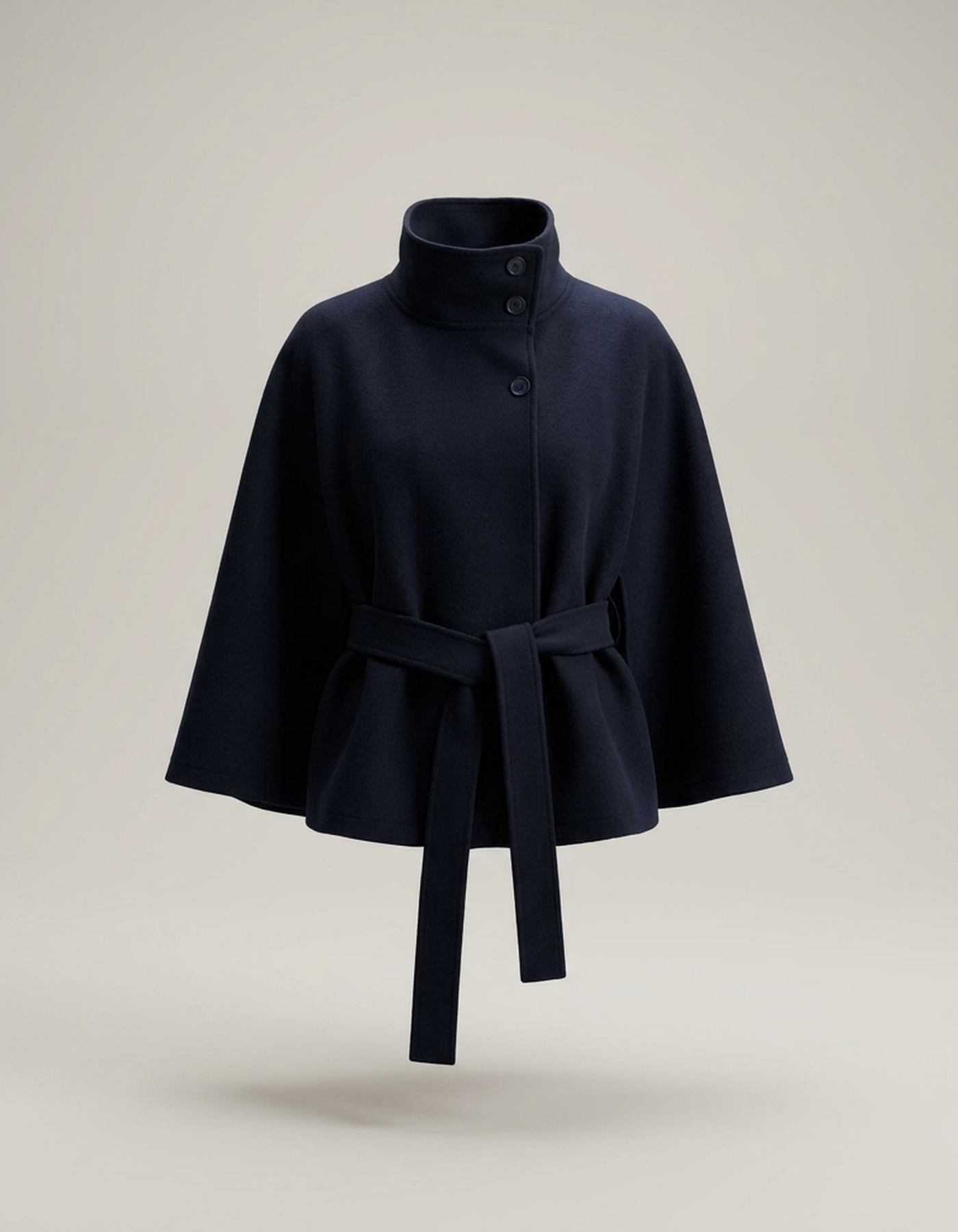 PLUXSTYLE::numise::tie-waist-cape-parka::pack-blue