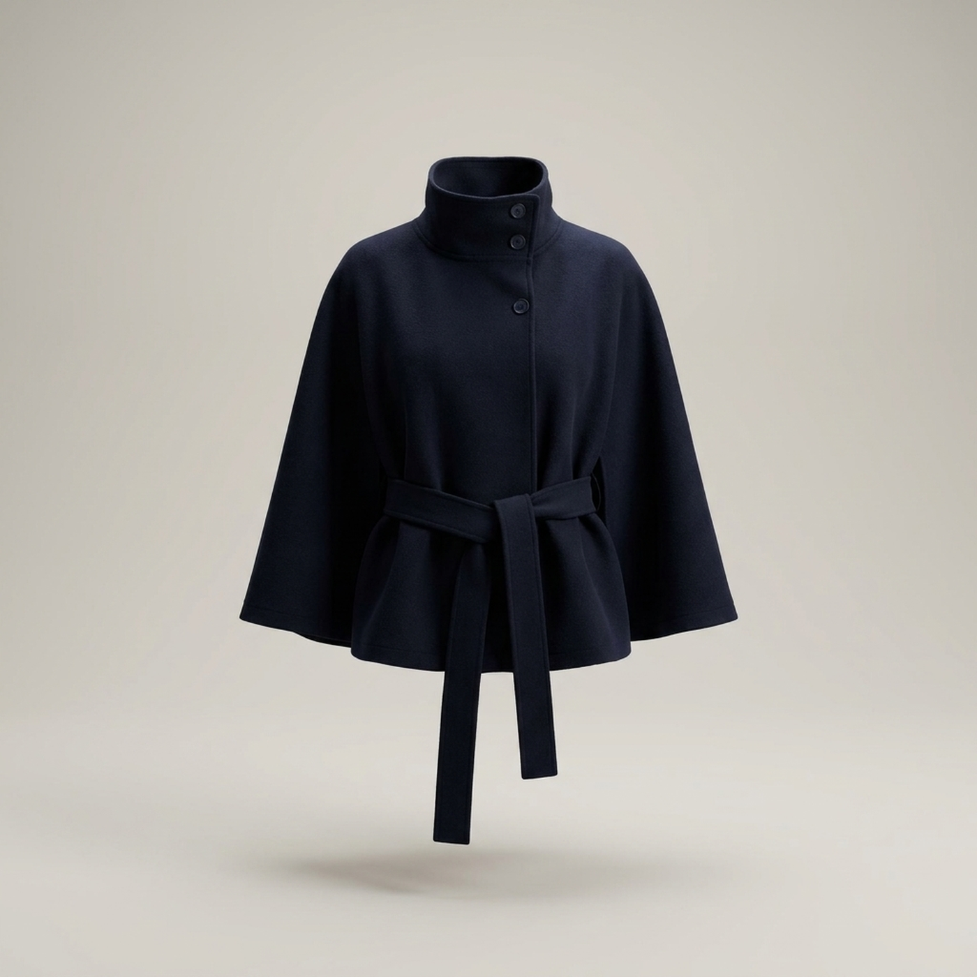 PLUXSTYLE::numise::tie-waist-cape-parka::pack-blue