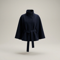 PLUXSTYLE::numise::tie-waist-cape-parka::pack-blue