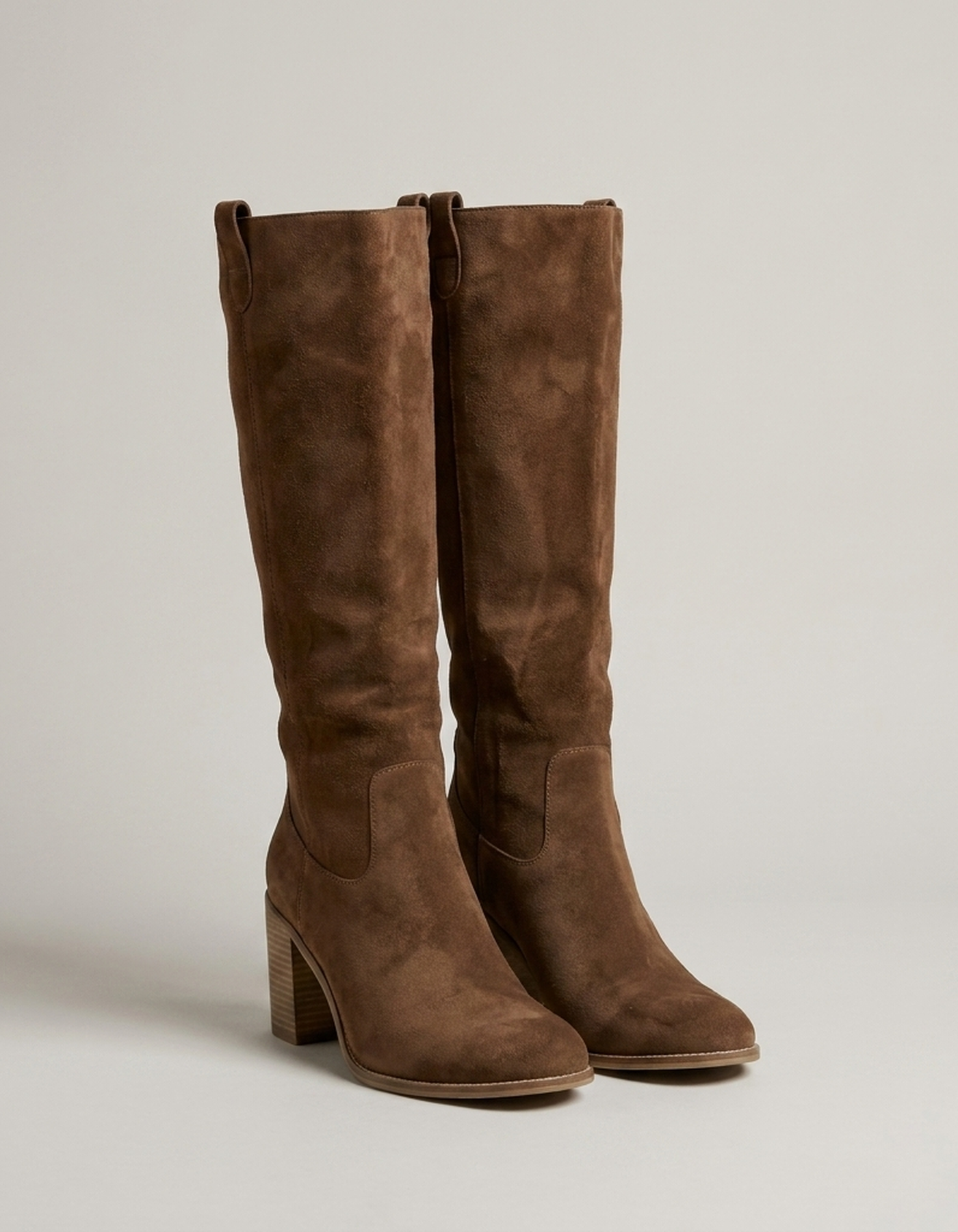 PLUXSTYLE::numise::pull-on-block-heel-knee-high-boots::pack-brown