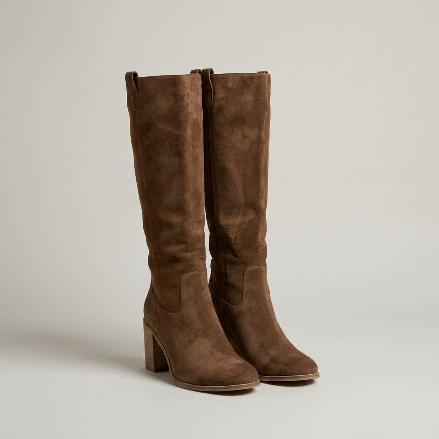 PLUXSTYLE::numise::pull-on-block-heel-knee-high-boots::pack-brown