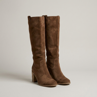 PLUXSTYLE::numise::pull-on-block-heel-knee-high-boots::pack-brown