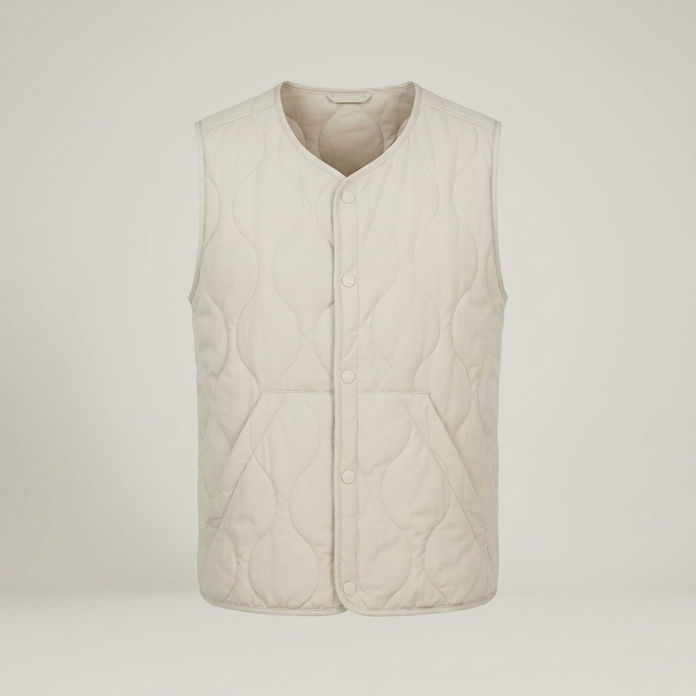 PLUXSTYLE::numise::mens-regular-fit-quilted-vest::pack-beige