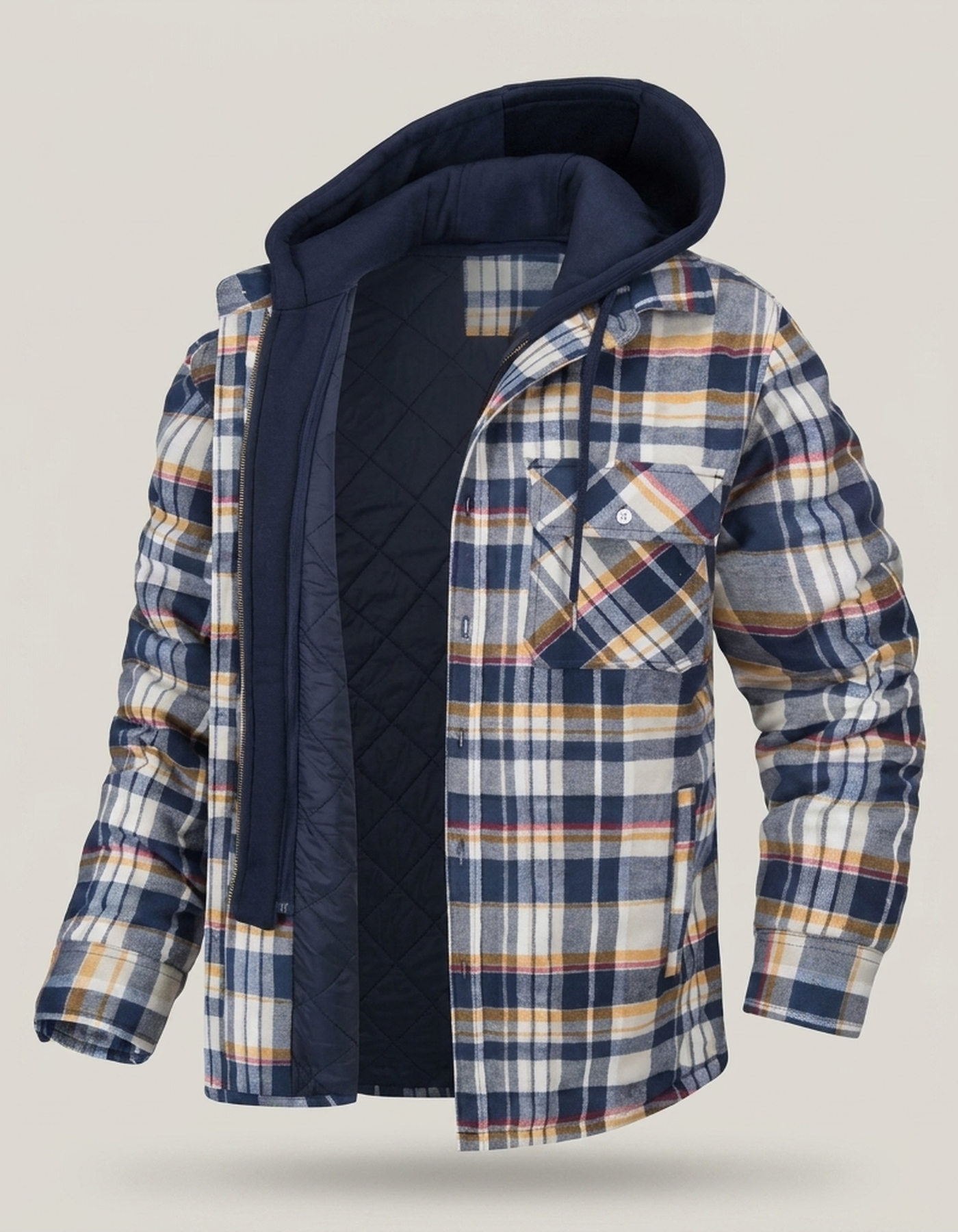 PLUXSTYLE::numise::mens-plaid-winter-parka::pack-khaki