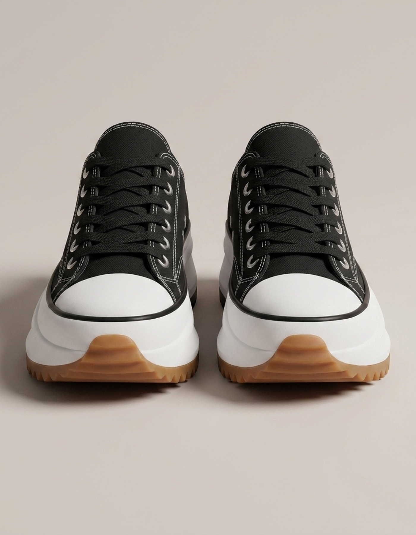 PLUXSTYLE::numise::daisy-lace-up-platform-sneakers::pack-black