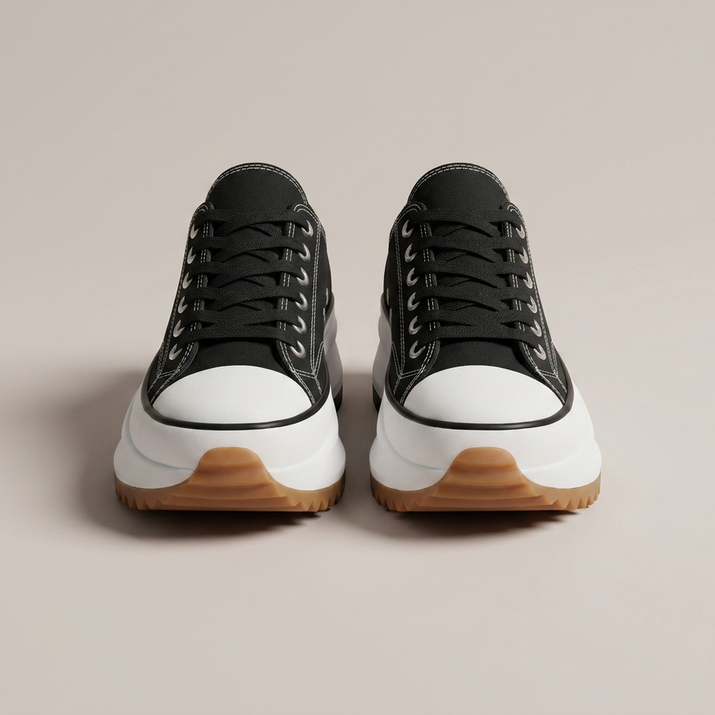 PLUXSTYLE::numise::daisy-lace-up-platform-sneakers::pack-black