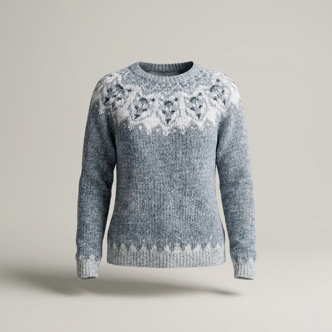 PLUXSTYLE::numise::relaxed-fair-isle-pullover-sweater::pack-white