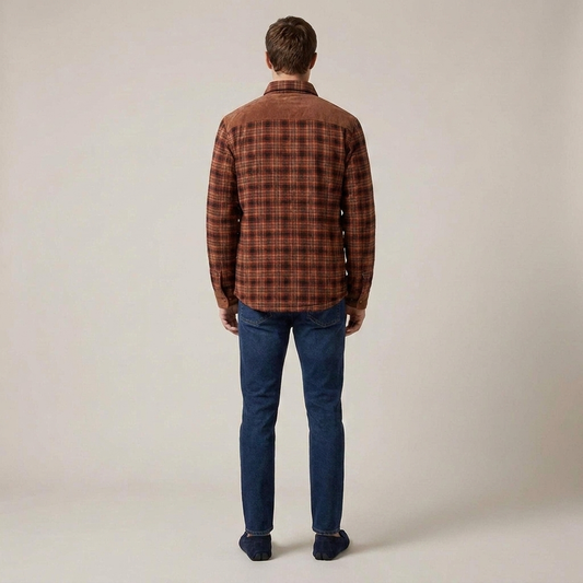 PLUXSTYLE::numise::mens-relaxed-fit-plaid-parka::back