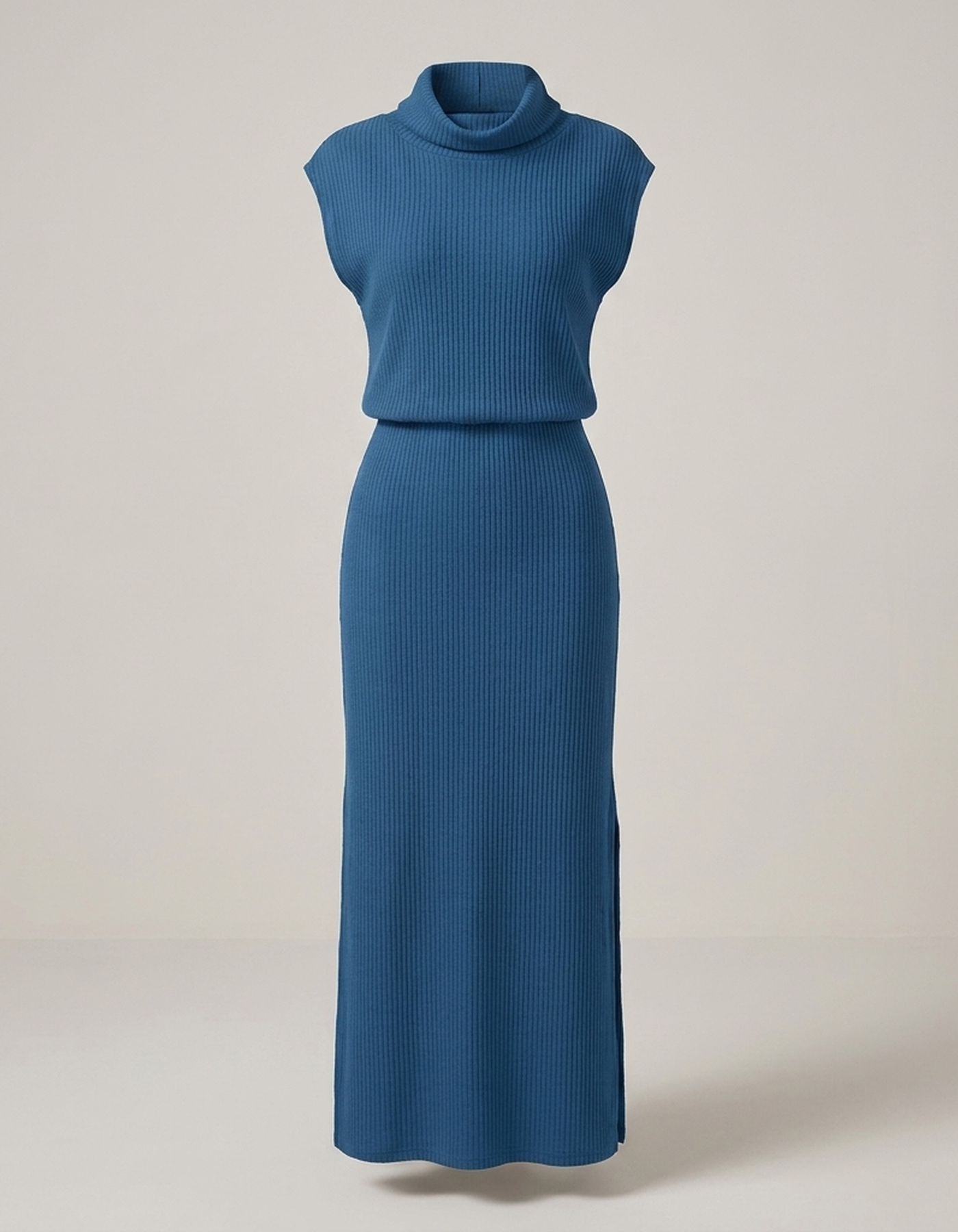 PLUXSTYLE::numise::sleeveless-draped-neck-midi-dress::pack-blue