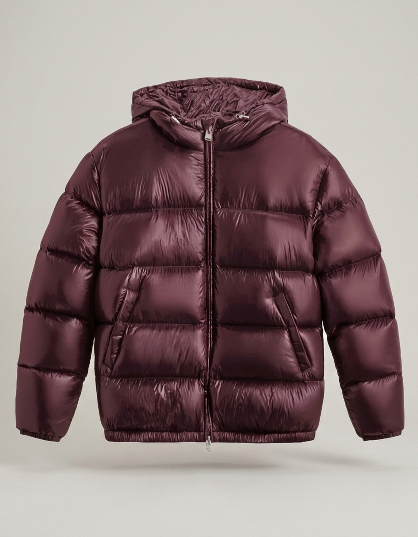PLUXSTYLE::numise::unisex-glossy-puffer-jacket::pack-red