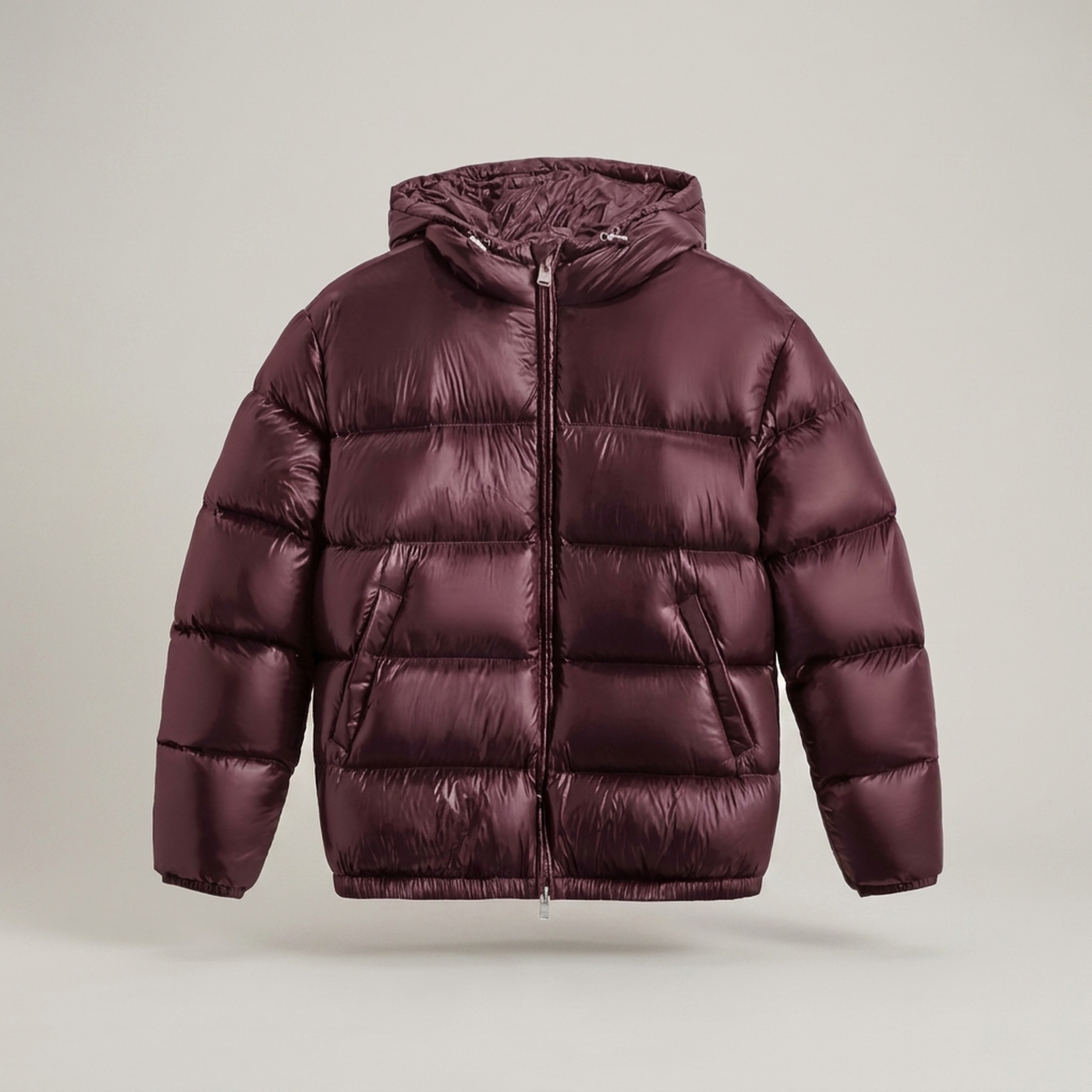 PLUXSTYLE::numise::unisex-glossy-puffer-jacket::pack-red