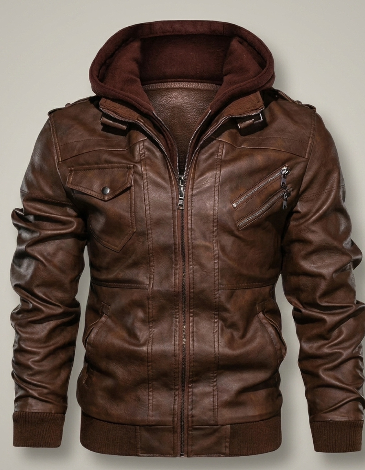 PLUXSTYLE::numise::mens-tailored-biker-parka::pack-brown