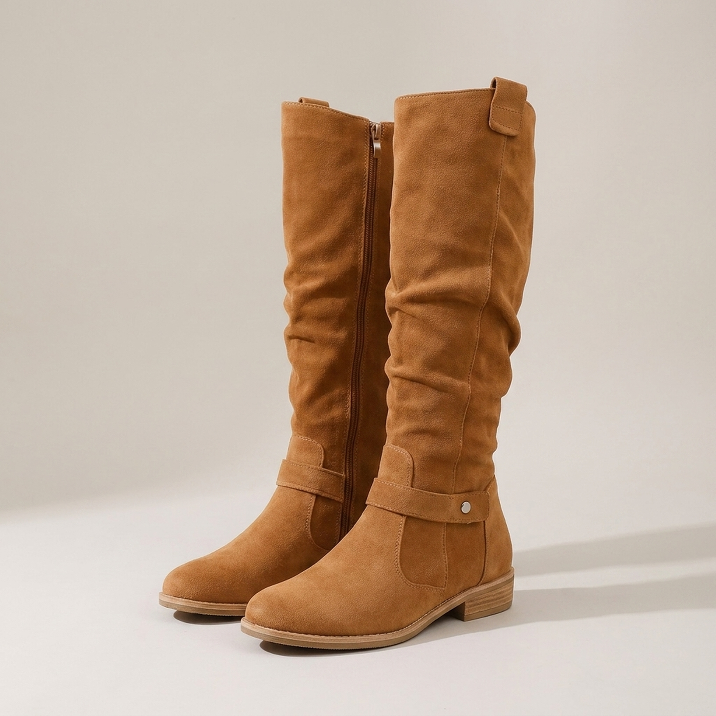 PLUXSTYLE::numise::wide-fit-knee-high-boots::pack-light-brown