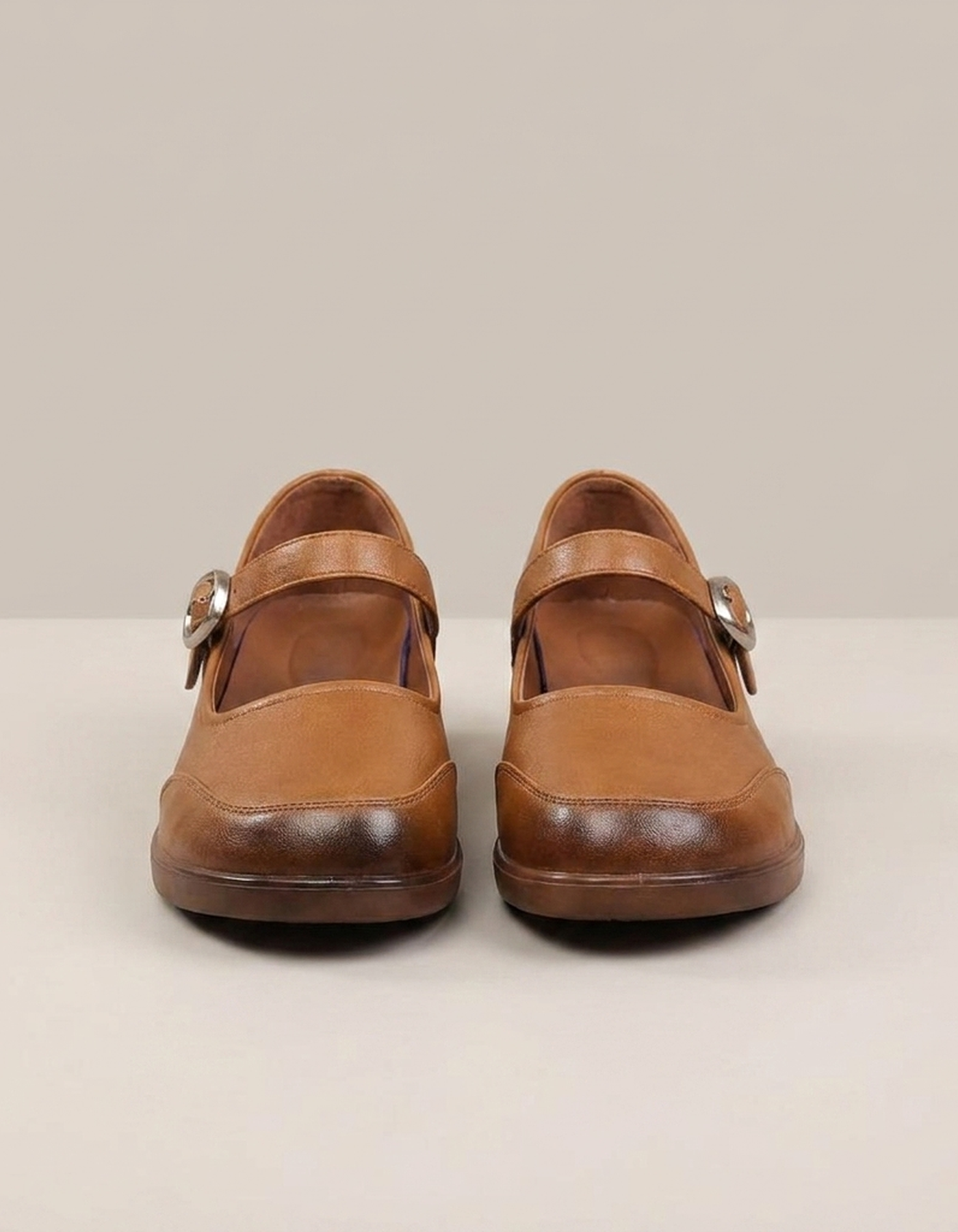 PLUXSTYLE::numise::daniela-buckle-strap-mary-jane-shoes::pack-light-brown