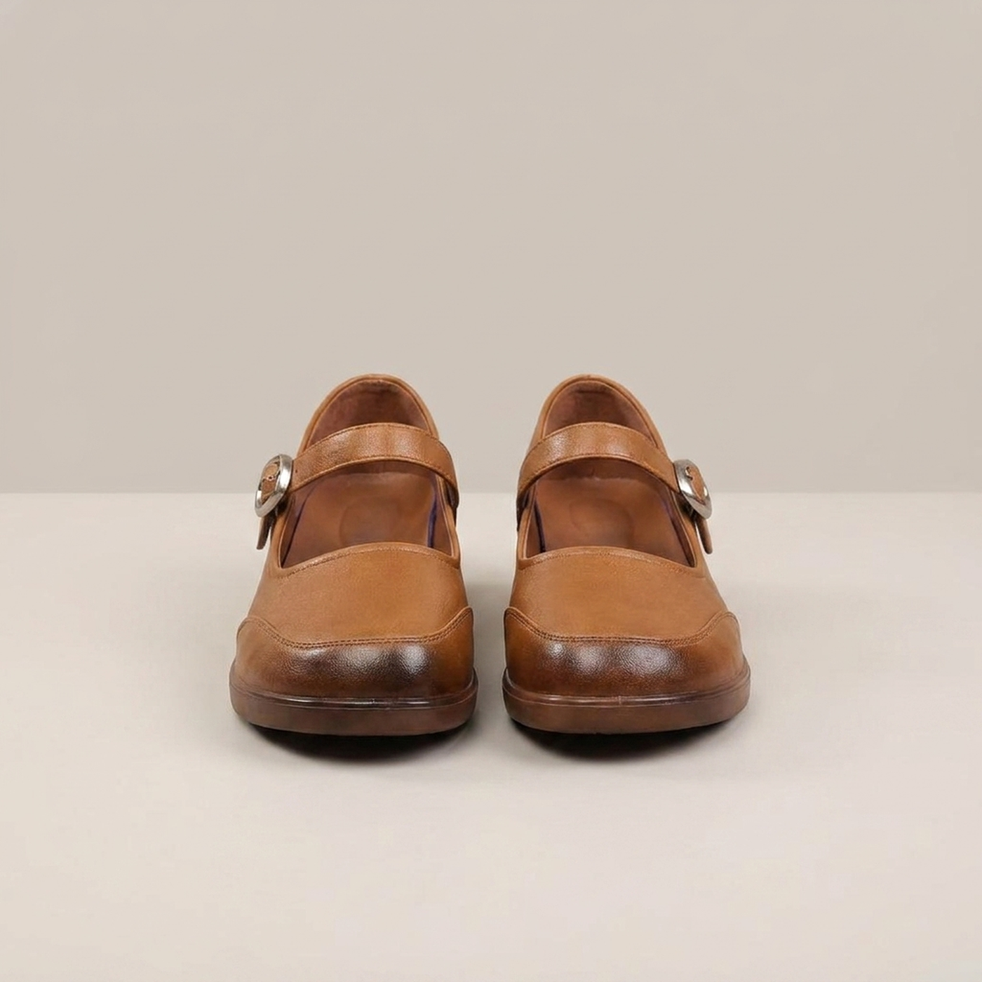 PLUXSTYLE::numise::daniela-buckle-strap-mary-jane-shoes::pack-light-brown