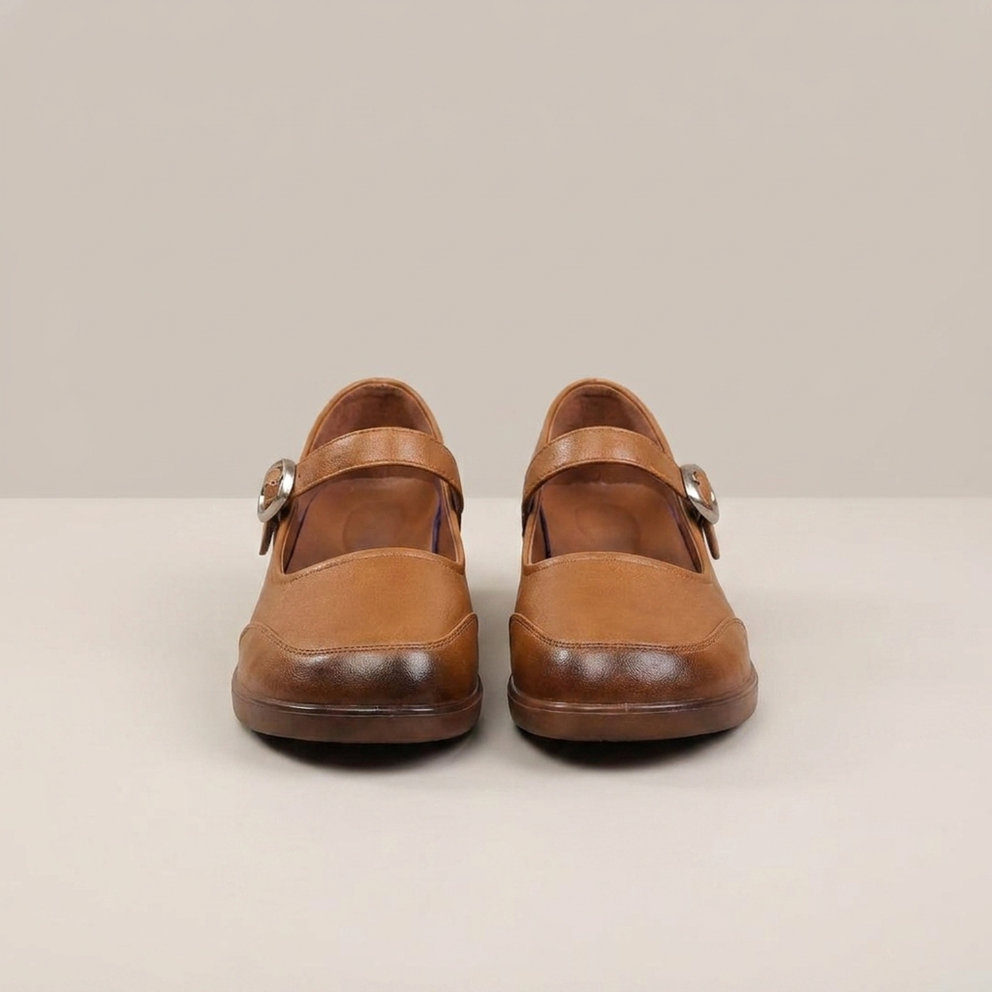 PLUXSTYLE::numise::daniela-buckle-strap-mary-jane-shoes::pack-light-brown