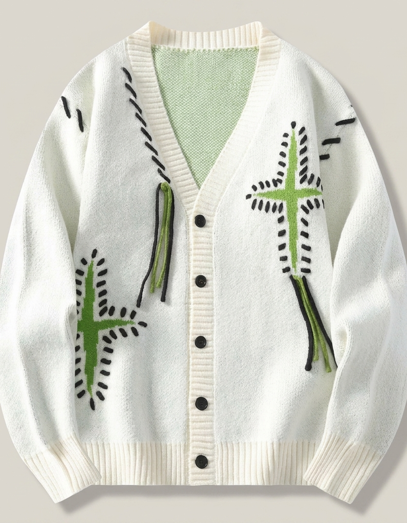 PLUXSTYLE::numise::mens-embroidered-oversized-cardigan::pack-white