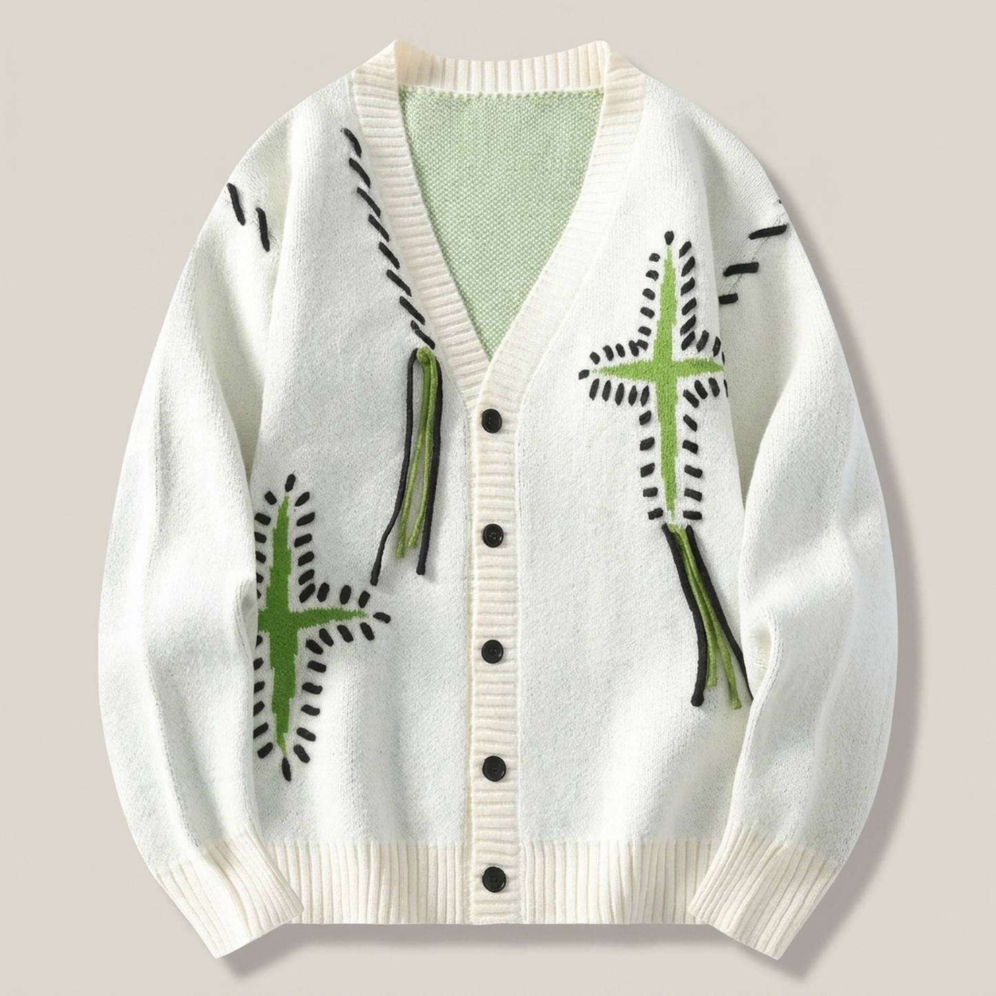 PLUXSTYLE::numise::mens-embroidered-oversized-cardigan::pack-white