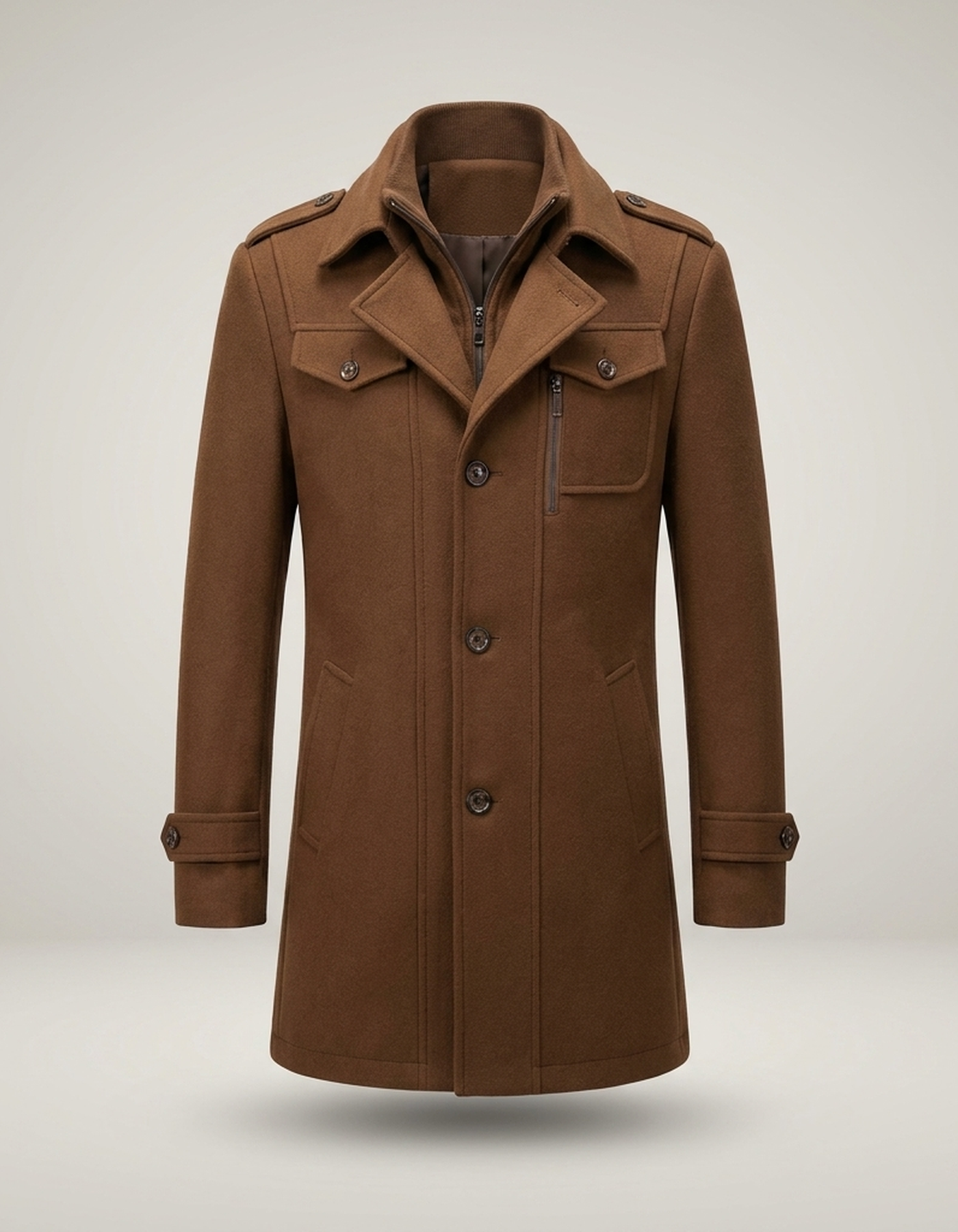 PLUXSTYLE::numise::mens-double-layer-tailored-parka::pack-brown