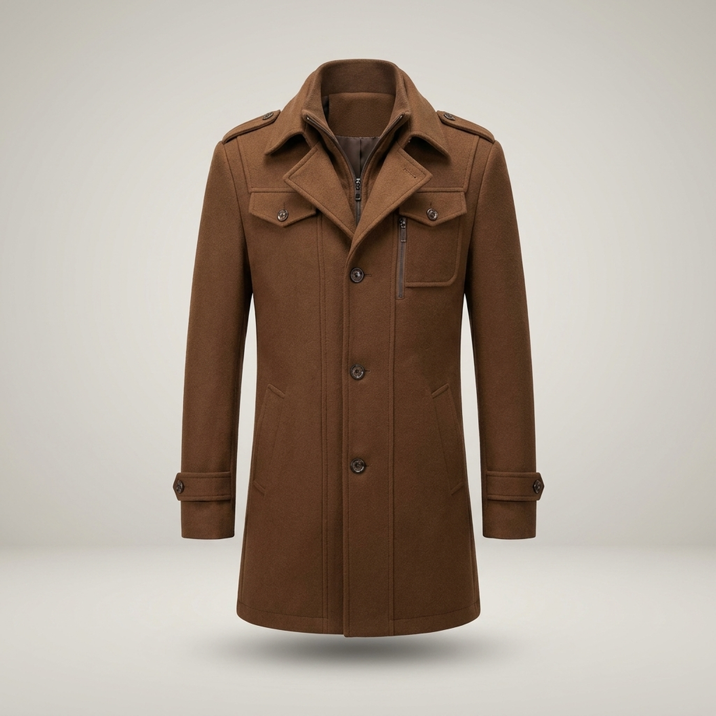 PLUXSTYLE::numise::mens-double-layer-tailored-parka::pack-brown