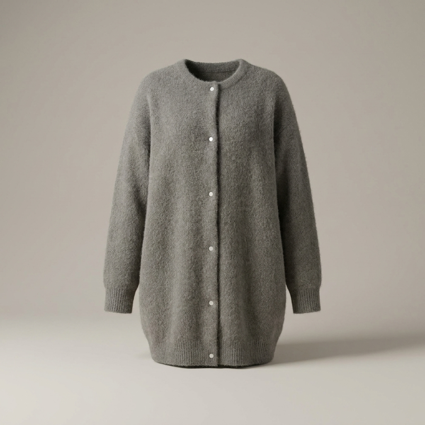 PLUXSTYLE::numise::longline-button-front-cardigan::pack-grey