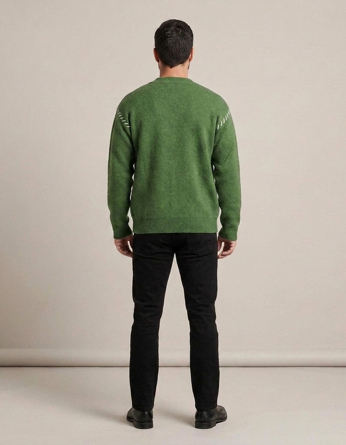 PLUXSTYLE::numise::mens-contrast-stitch-v-neck-cardigan::back