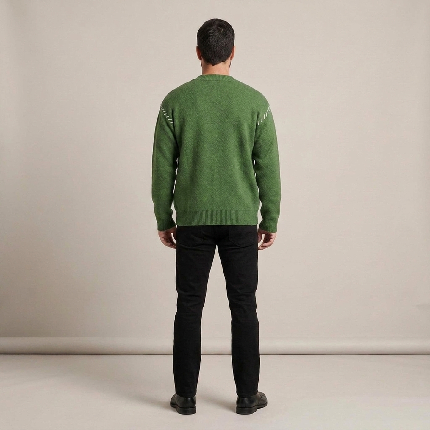 PLUXSTYLE::numise::mens-contrast-stitch-v-neck-cardigan::back