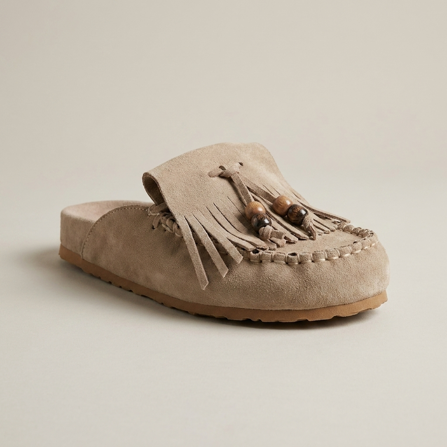 PLUXSTYLE::numise::joan-open-back-taupe-mules::closeup-hero