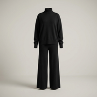 PLUXSTYLE::numise::relaxed-turtleneck-wide-leg-pants-set::pack-black