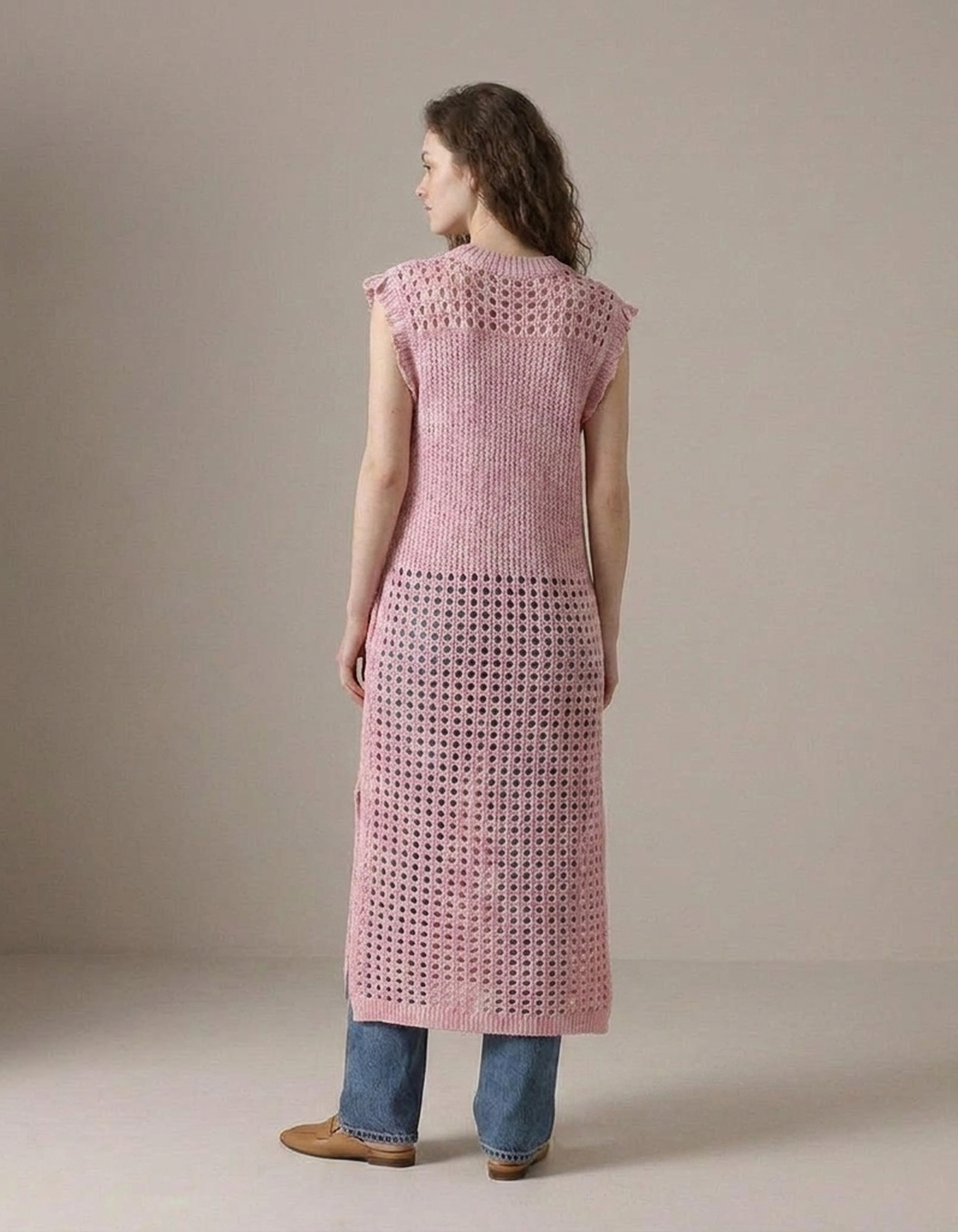 PLUXSTYLE::numise::eyelet-a-line-dress-with-ruffle-sleeves::back