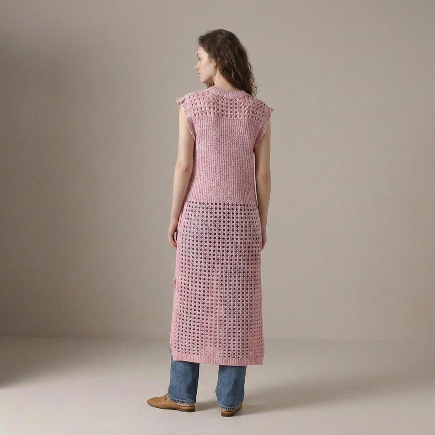 PLUXSTYLE::numise::eyelet-a-line-dress-with-ruffle-sleeves::back