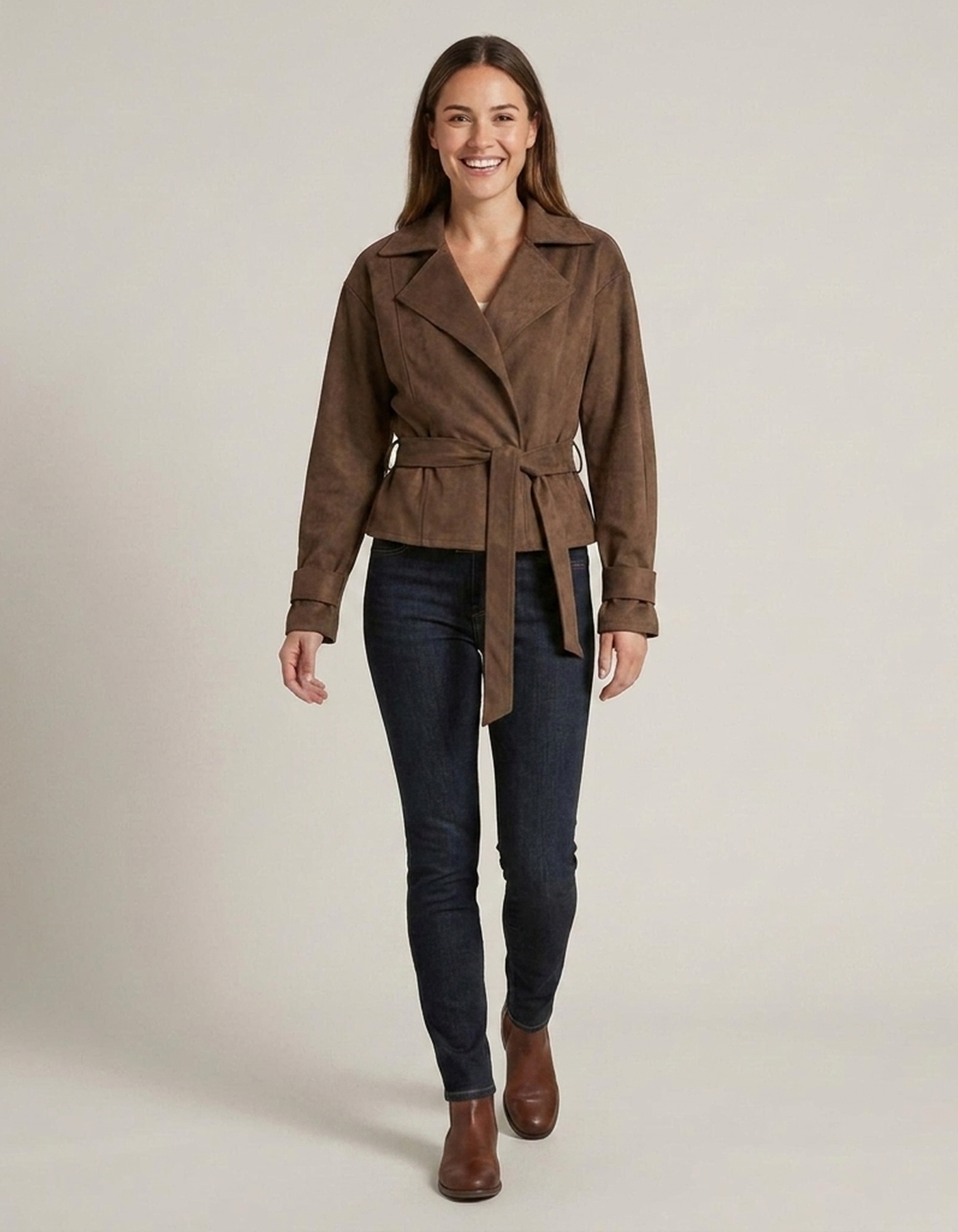 PLUXSTYLE::numise::womens-wide-lapel-belted-parka::front
