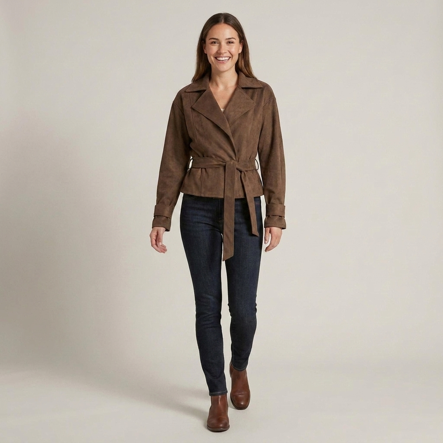 PLUXSTYLE::numise::womens-wide-lapel-belted-parka::front
