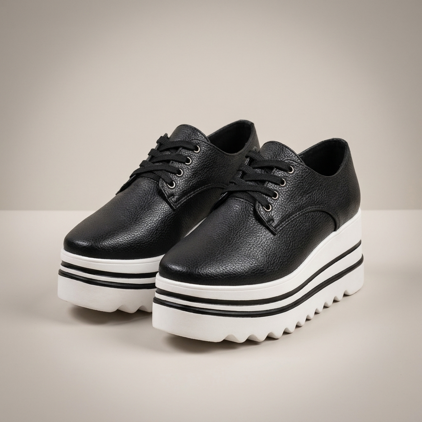 PLUXSTYLE::numise::grace-lace-up-platform-sneakers::pack-black