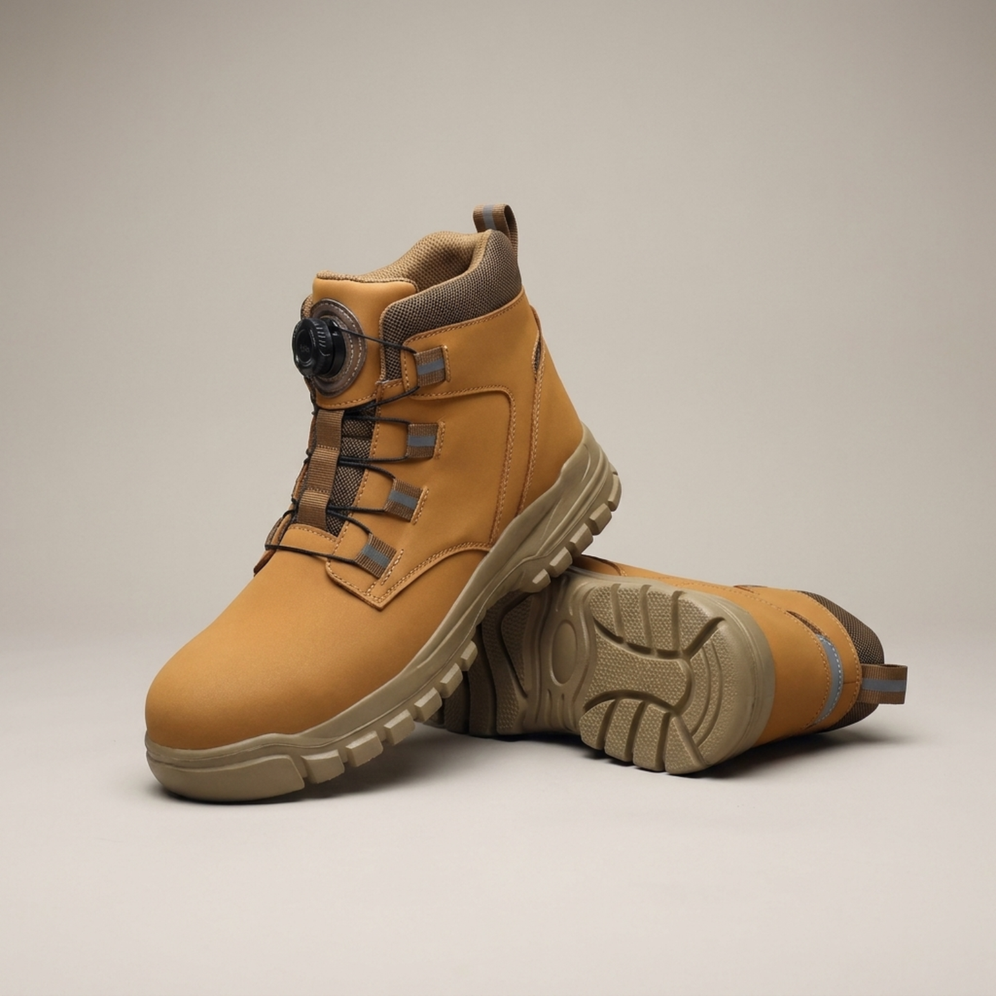 PLUXSTYLE::numise::mens-quick-lock-steel-toe-work-boots::pack-yellow