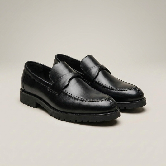 PLUXSTYLE::numise::rugged-penny-loafers::closeup-detail
