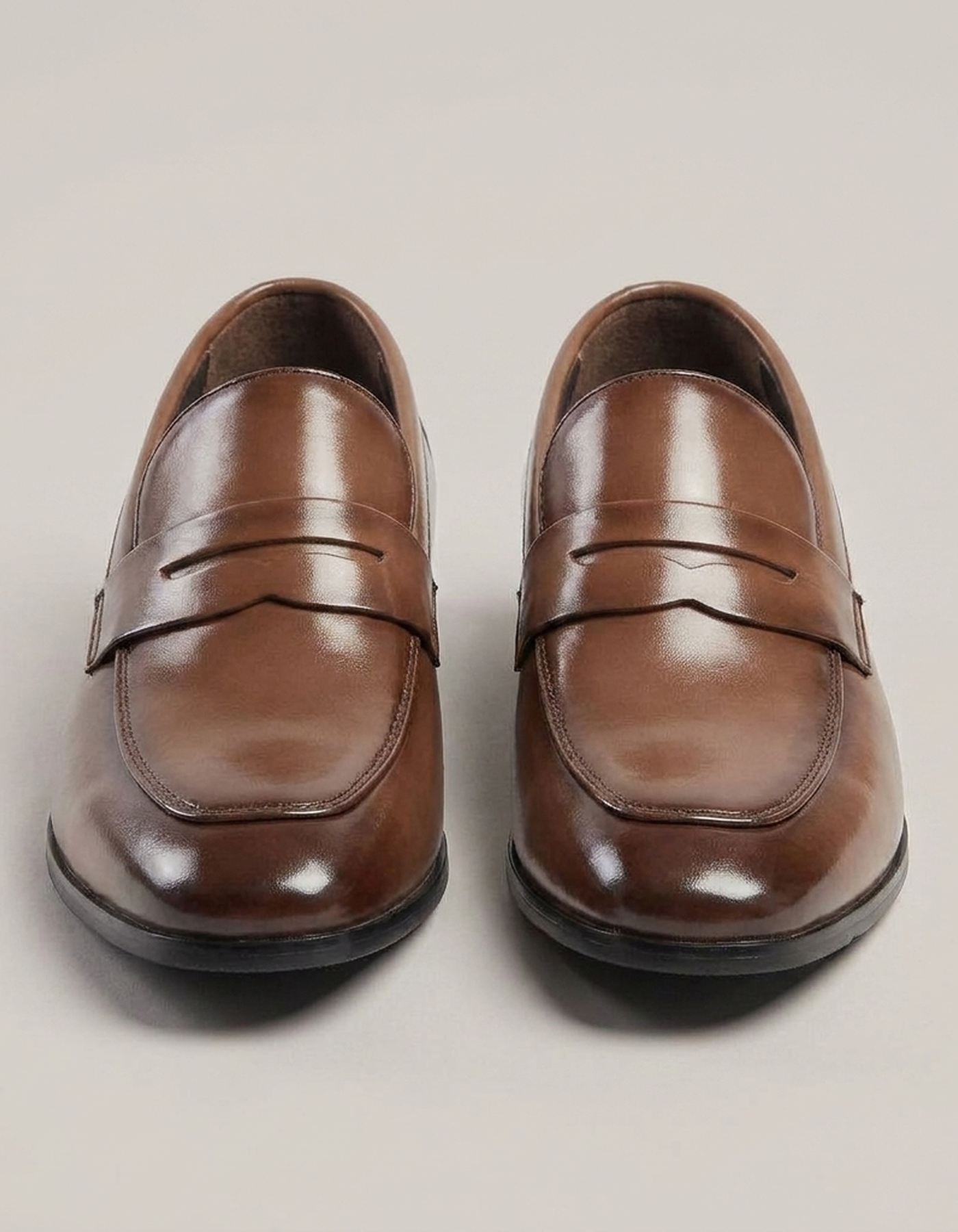 PLUXSTYLE::numise::mens-square-toe-penny-loafers::pack-light-brown