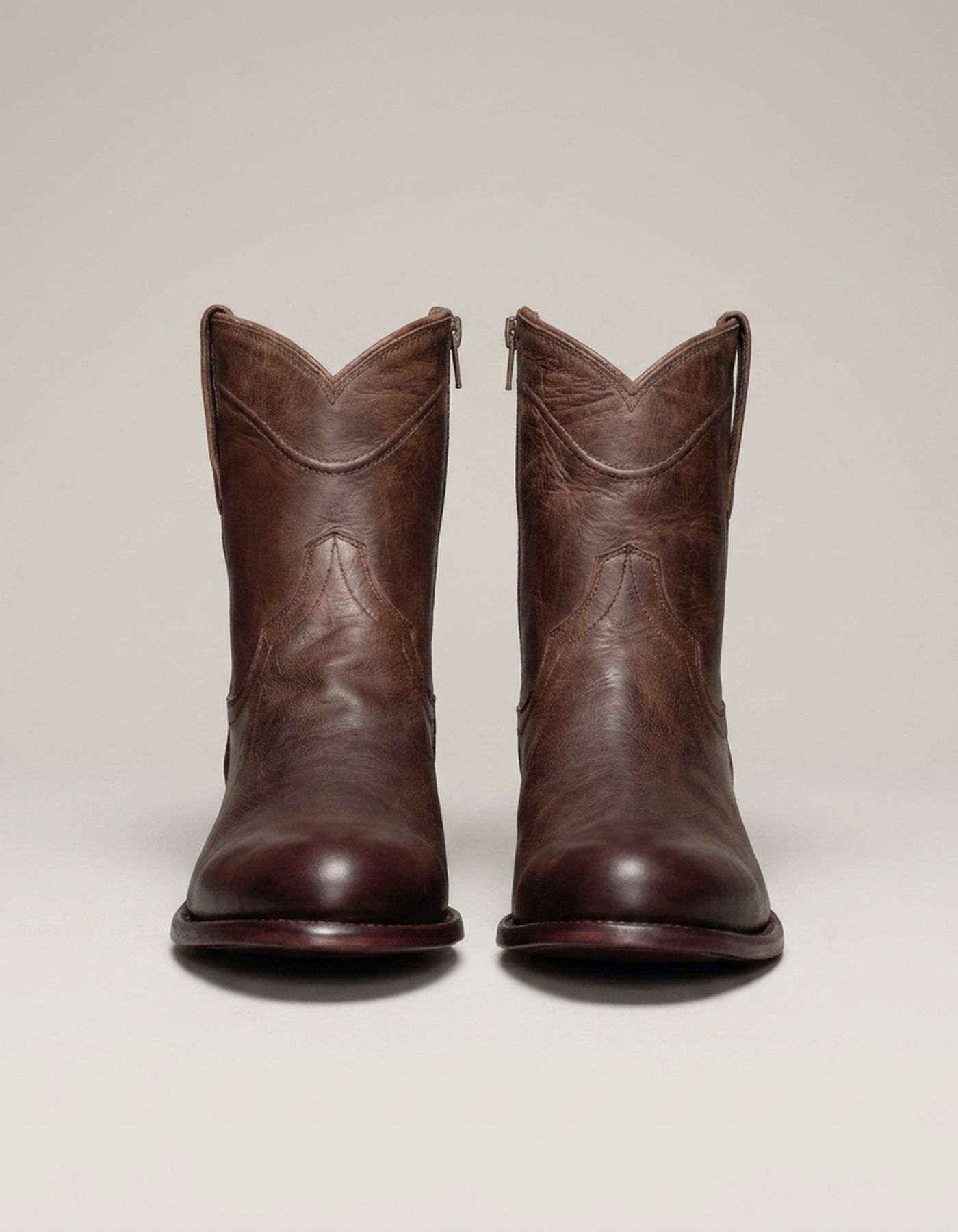 PLUXSTYLE::numise::mens-retro-western-boots::pack-dark-brown