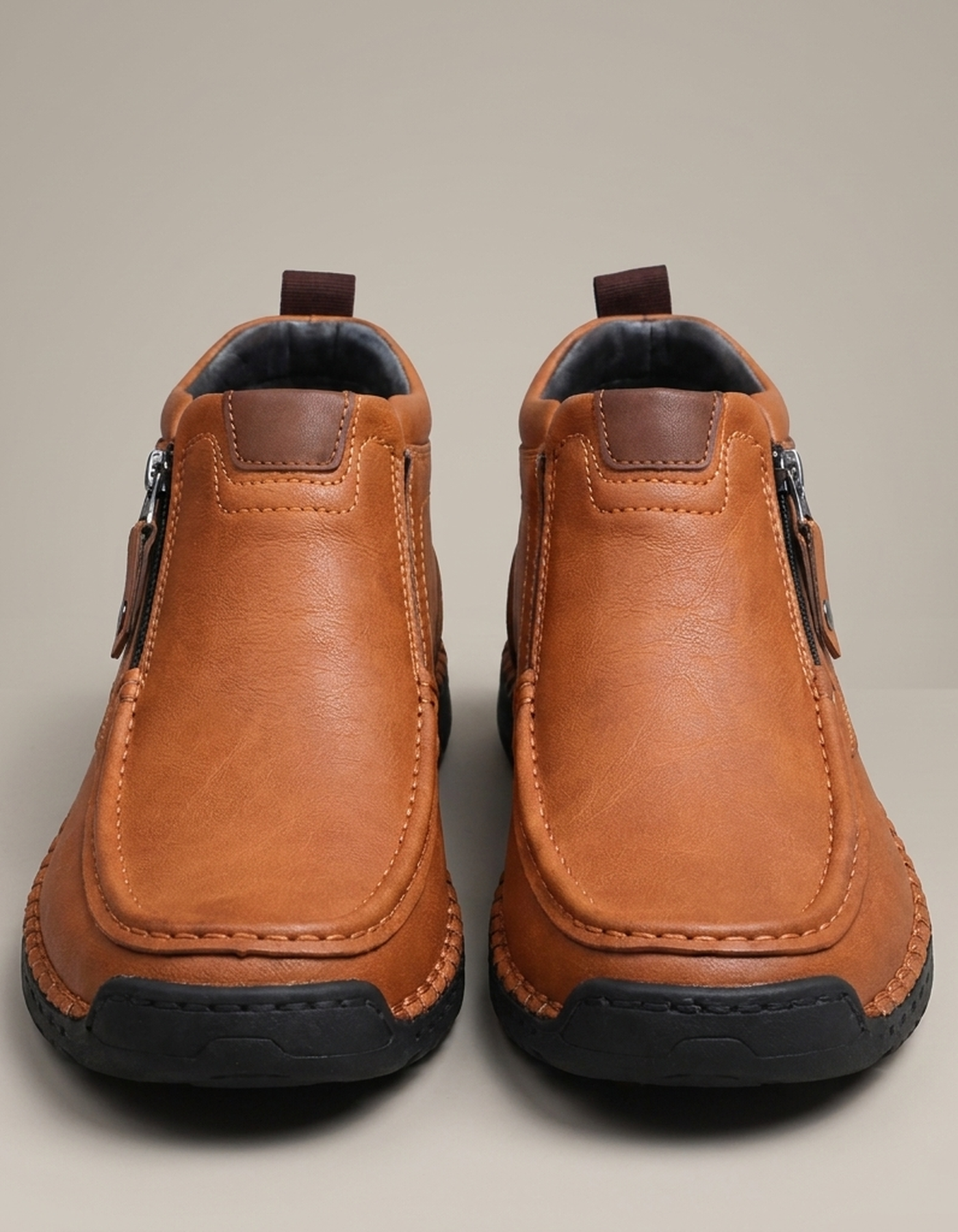 PLUXSTYLE::numise::mens-contrast-stitch-ankle-boots::pack-camel