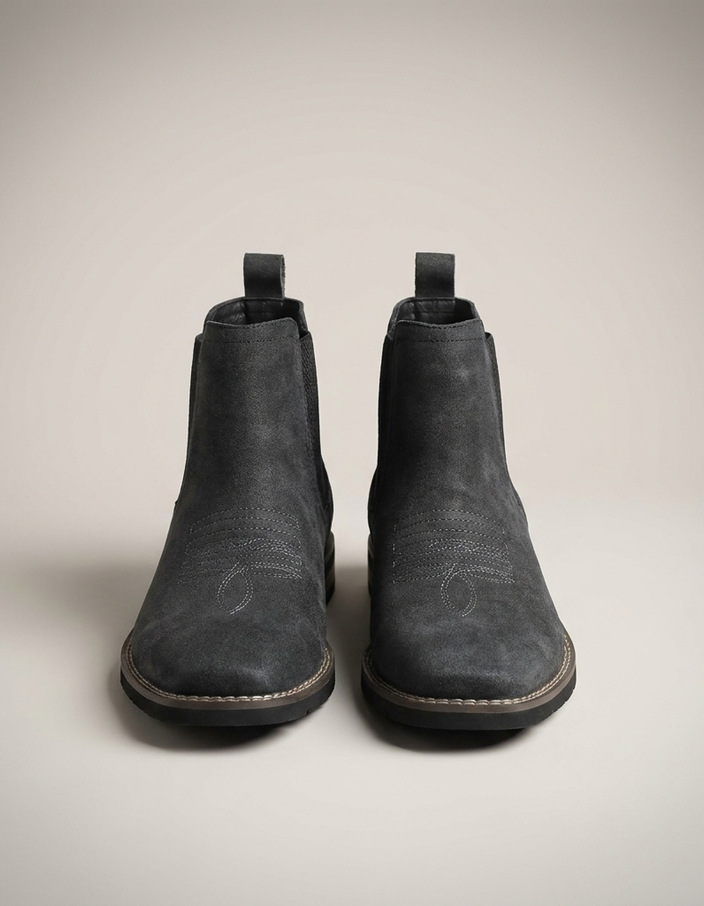 PLUXSTYLE::numise::square-toe-chelsea-ankle-boots::pack-coal-black