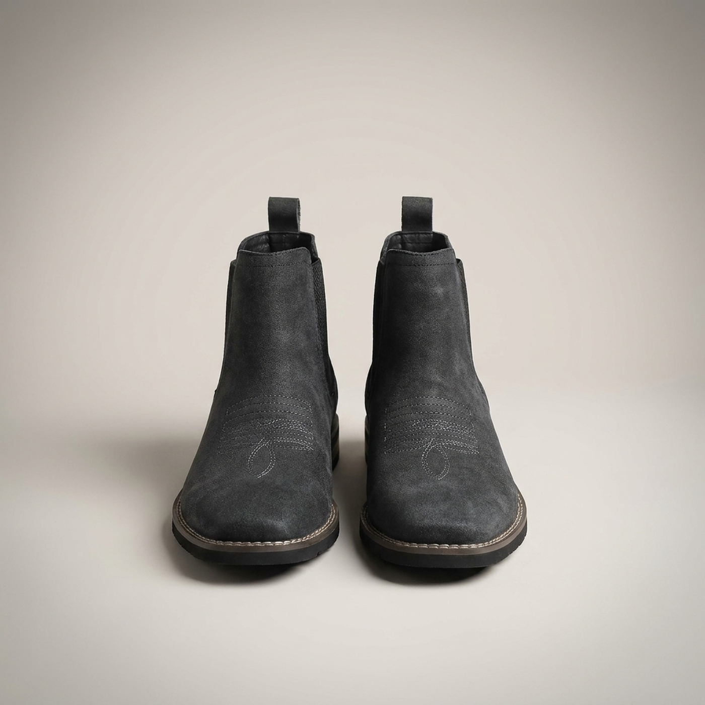 PLUXSTYLE::numise::square-toe-chelsea-ankle-boots::pack-coal-black