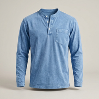 PLUXSTYLE::numise::mens-vintage-wash-henley-top::pack-light-blue