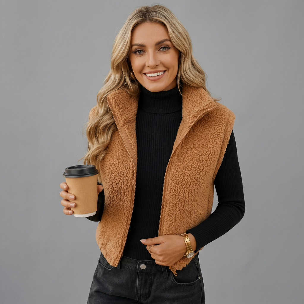 Eliza | Women's Cropped Puffer Vest with Stand Collar
